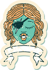 orc rogue character face with banner illustration