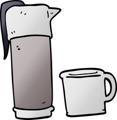 cartoon doodle coffee thermos