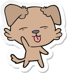 sticker of a cartoon dog sticking out tongue