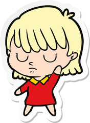 sticker of a cartoon woman