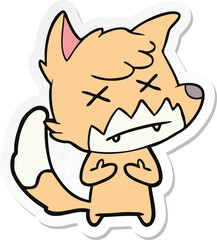 sticker of a cartoon cross eyed fox