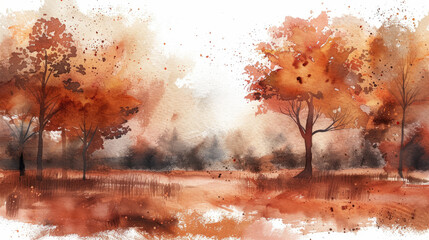 landscape in Burnt Sienna watercolor style
