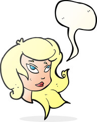 speech bubble cartoon female face