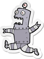 sticker of a cartoon terrified robot