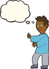 cartoon shocked man with thought bubble