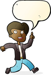 cartoon man with great idea with speech bubble