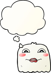 cartoon ghost and thought bubble in smooth gradient style