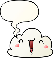cartoon cloud and speech bubble in smooth gradient style