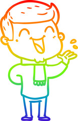 rainbow gradient line drawing cartoon man laughing