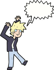 cartoon excited boy with speech bubble