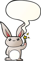 cute cartoon rabbit and speech bubble in smooth gradient style