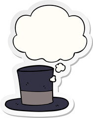 cartoon top hat and thought bubble as a printed sticker