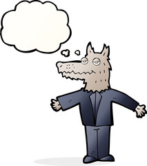 Obraz premium cartoon wolf with thought bubble