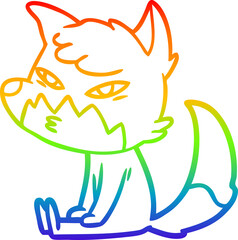 rainbow gradient line drawing clever cartoon fox