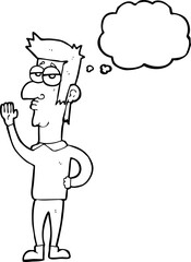 thought bubble cartoon man waving
