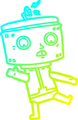 cold gradient line drawing cartoon robot