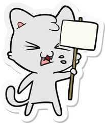 sticker of a cartoon hissing cat