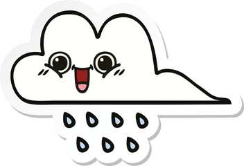 sticker of a cute cartoon rain cloud