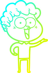 cold gradient line drawing excited man cartoon