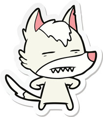 sticker of a cartoon wolf showing teeth