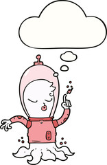 cute cartoon alien and thought bubble
