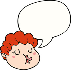 cartoon male face and speech bubble