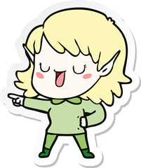sticker of a cartoon elf girl