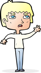 cartoton unhapy boy waving