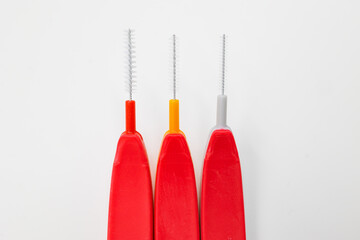 Interdental brush for interdental, red.