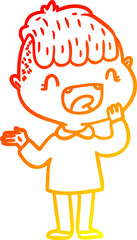 warm gradient line drawing cartoon happy boy laughing