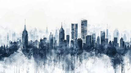 Obraz premium cityscape in Payne's Gray watercolor style 