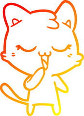 warm gradient line drawing happy cartoon cat