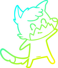 cold gradient line drawing cartoon friendly fox