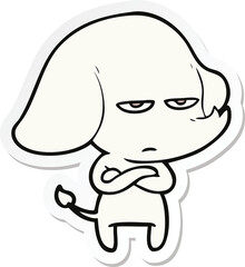 sticker of a annoyed cartoon elephant