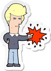 sticker of a cartoon man pointing