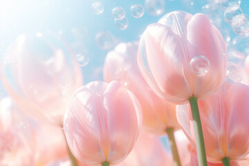 Beautiful pink tulip flowers closeup. Nature concept