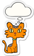 cartoon cat and thought bubble as a printed sticker