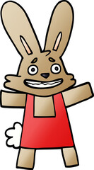 cartoon doodle scared looking rabbit