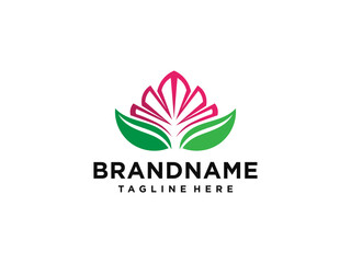 Lotus Flower Logo abstract Beauty Spa salon Cosmetics brand Linear style.