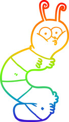 rainbow gradient line drawing funny cartoon caterpillar