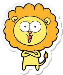 sticker of a happy cartoon lion