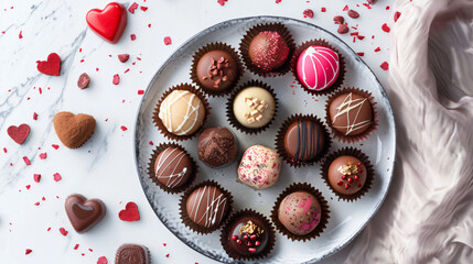 A festive Valentines Day chocolate assortment