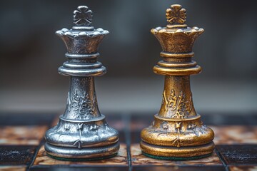 chess pieces floating above the table. knight horse isolated on luxury green emerald collage with black and white chess pieces. Generative AI.