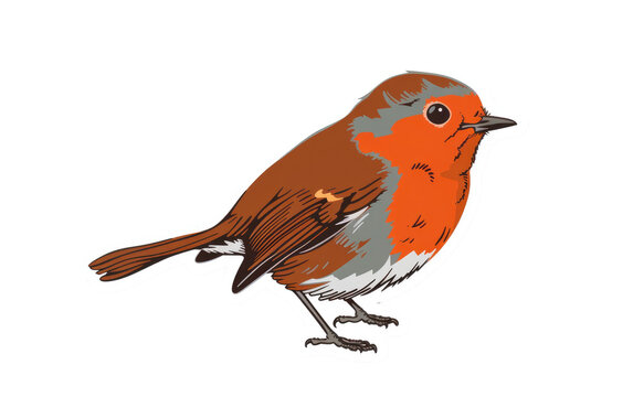 Sticker Robin isolated on transparent Background