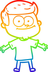 rainbow gradient line drawing cartoon happy man