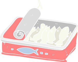 flat color illustration of a cartoon can of sardines