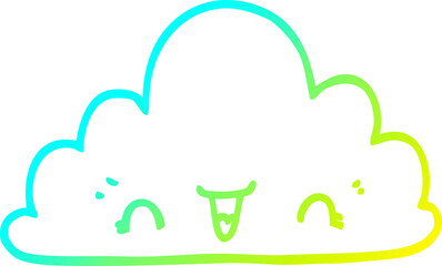 cold gradient line drawing cute cartoon cloud