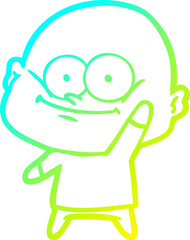 Obraz premium cold gradient line drawing cartoon bald man staring