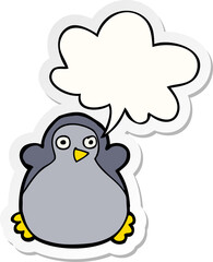 cartoon penguin and speech bubble sticker