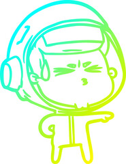 cold gradient line drawing cartoon stressed astronaut